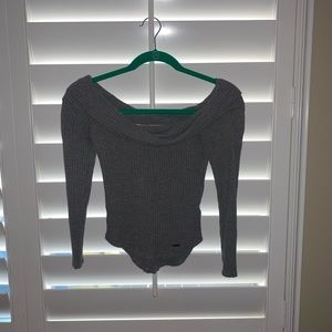 Size Small Off the Shoulder Hollister Grey long Sleeve Crop Top